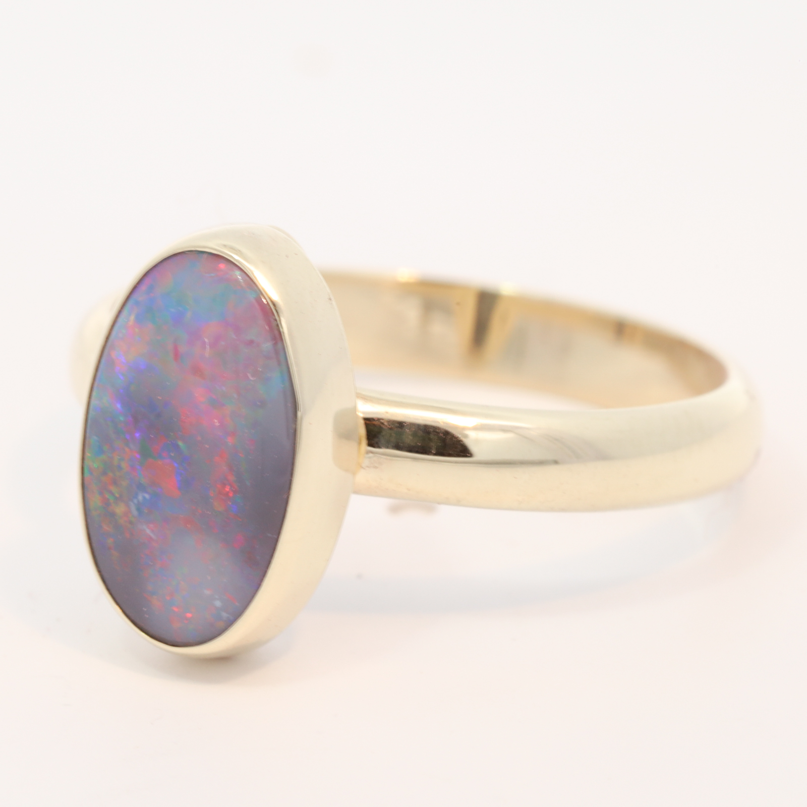Yellow Gold Blue Green Yellow Orange Red Black Opal Ring