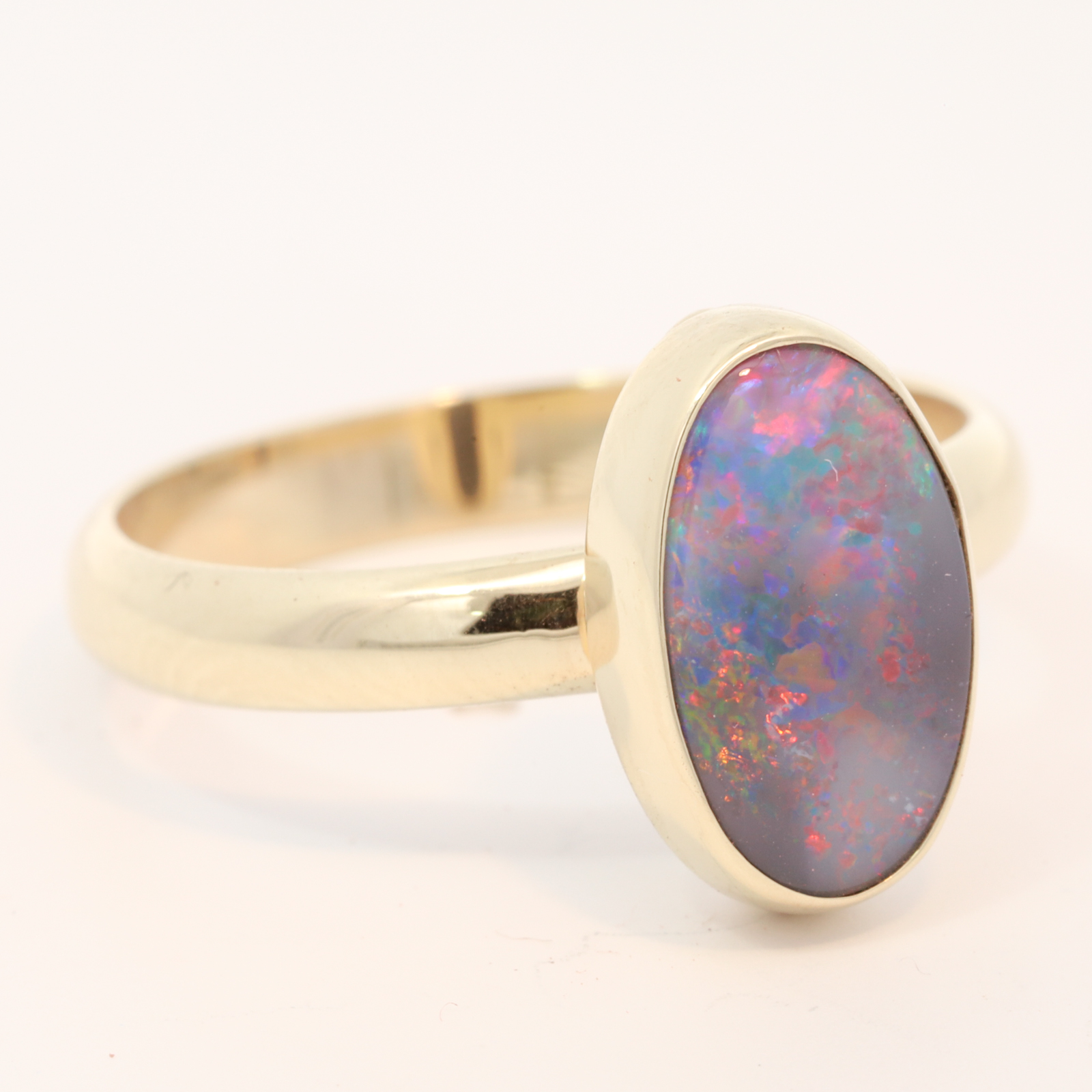 Yellow Gold Blue Green Yellow Orange Red Black Opal Ring