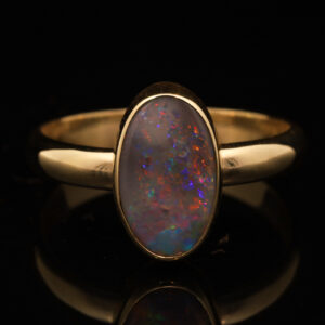 Yellow Gold Blue Green Yellow Orange Red Black Opal Ring