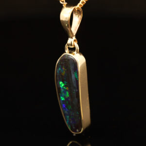 Yellow Gold Blue Green Yellow Orange Red Boulder Opal Pendant